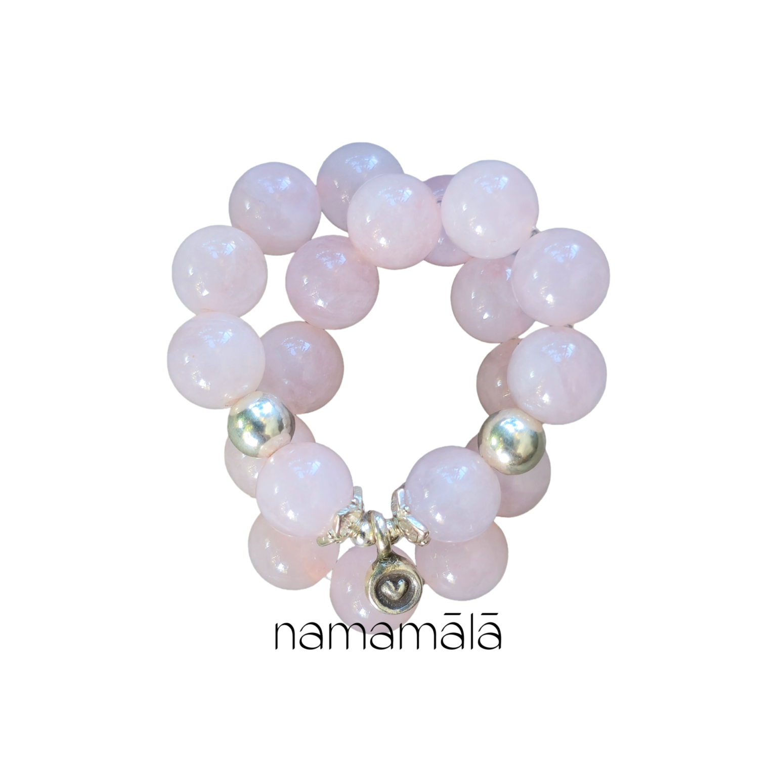 Bracciale Collezione Essenza di Namamala con pietre naturali di quarzo rosa e dettagli in argento 925.