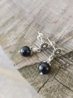 orecchini tormalina nera fiore