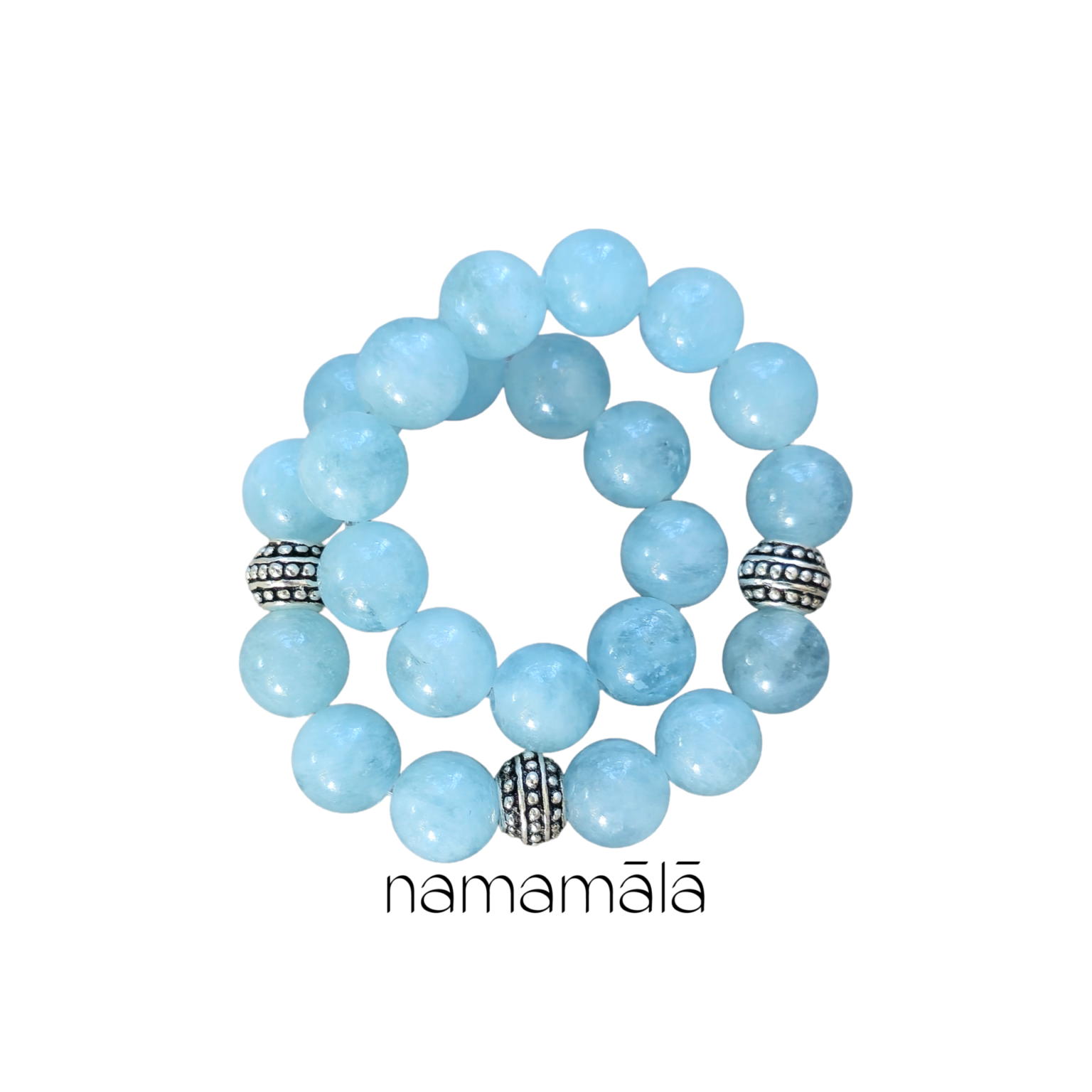 Bracciale Collezione Essenza di Namamala con pietre naturali di acquamarina e dettagli in argento 925.