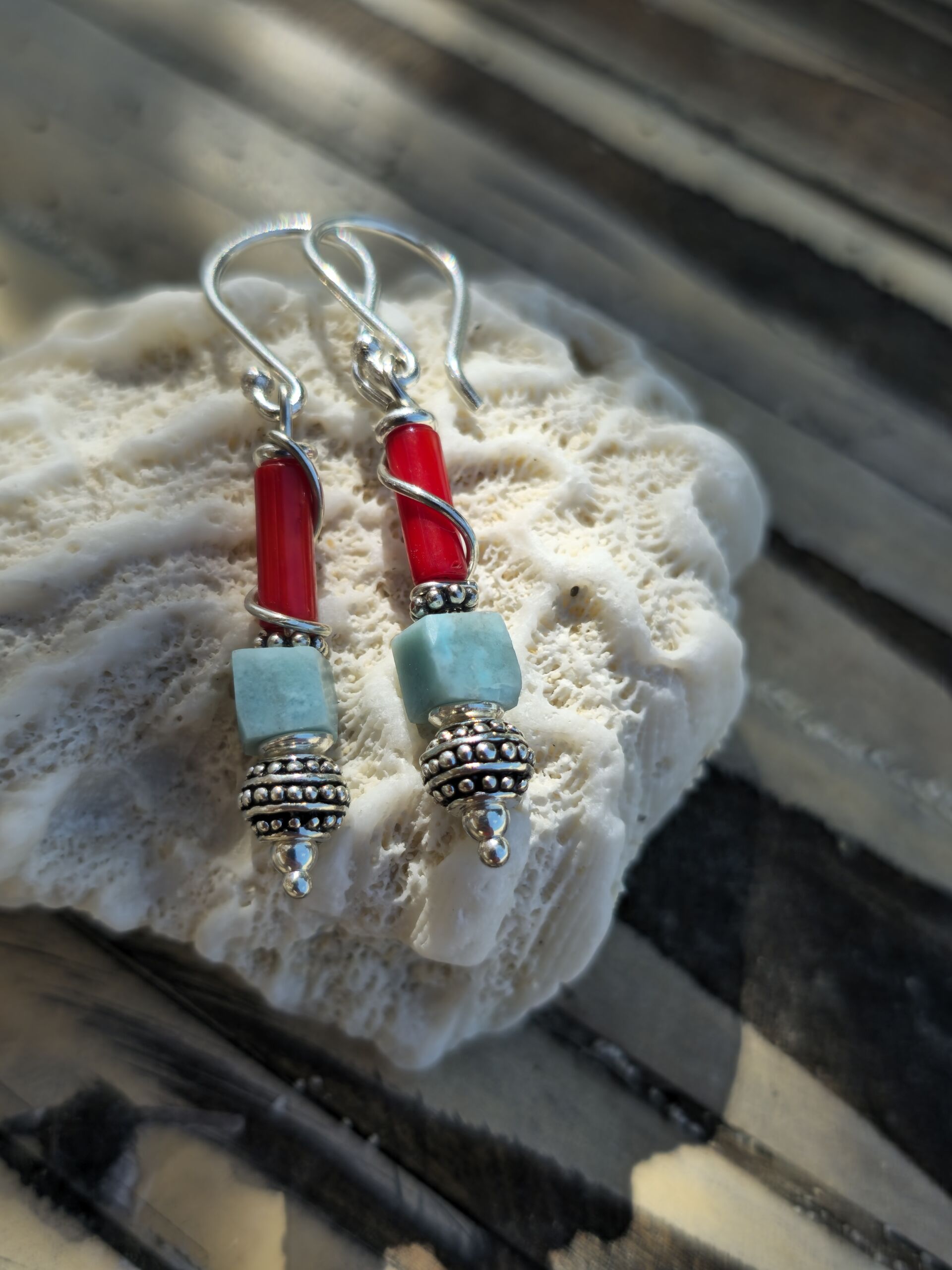 orecchini larimar corallo orecchini larimar corallo