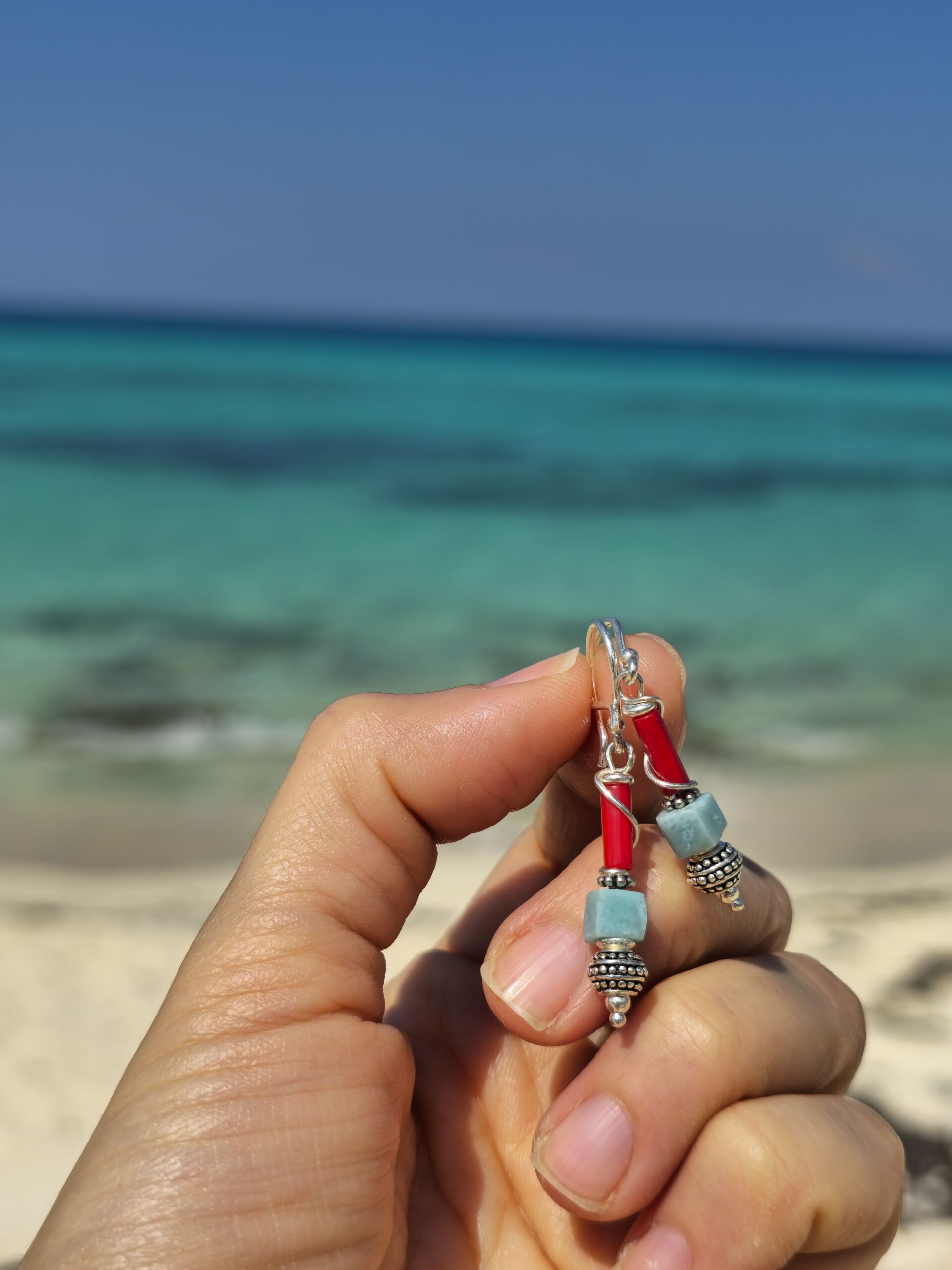 orecchini larimar corallo orecchini larimar corallo