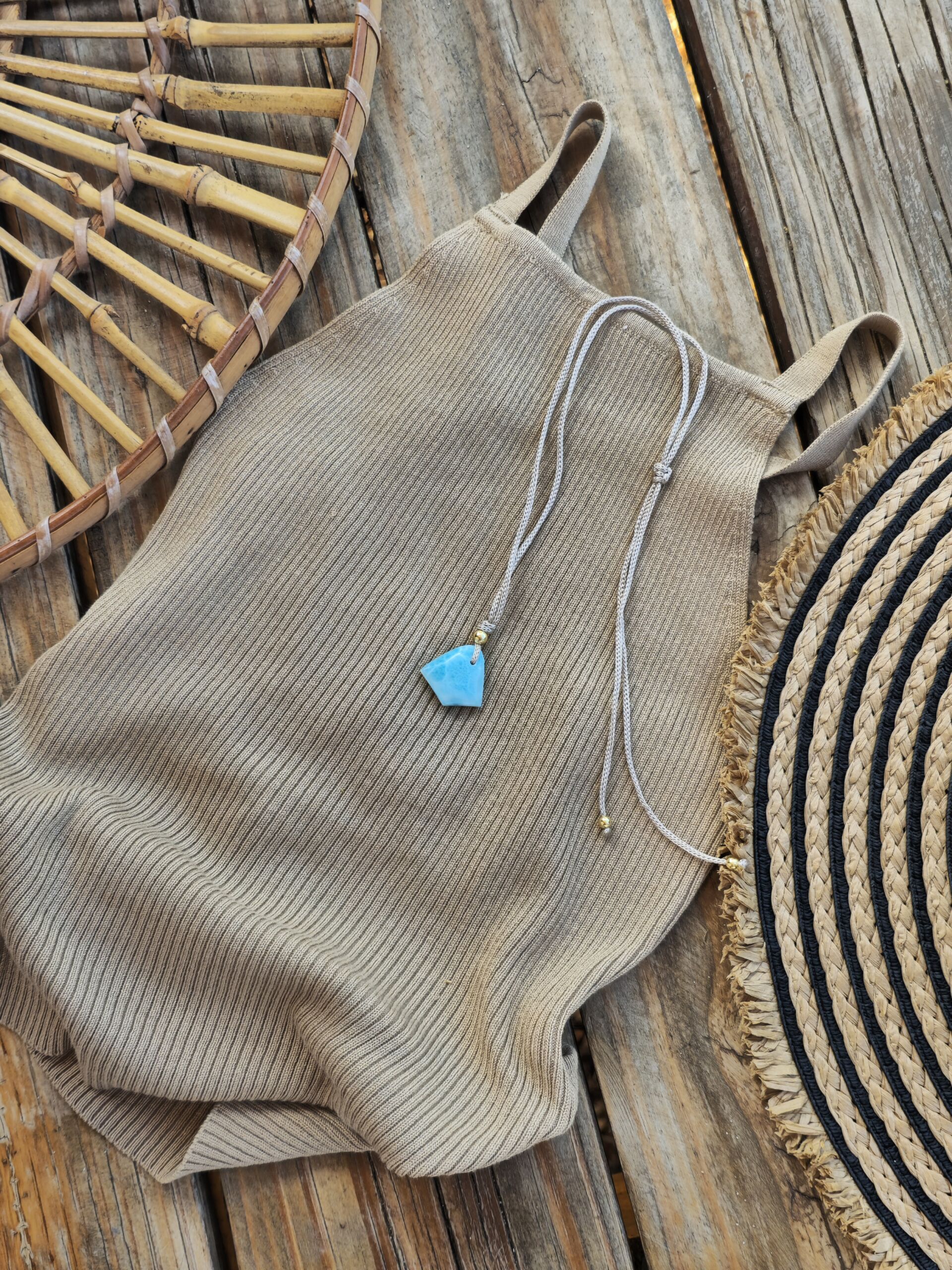 Pendente Larimar #25s ** Esempio montatura cordino - immagine 2