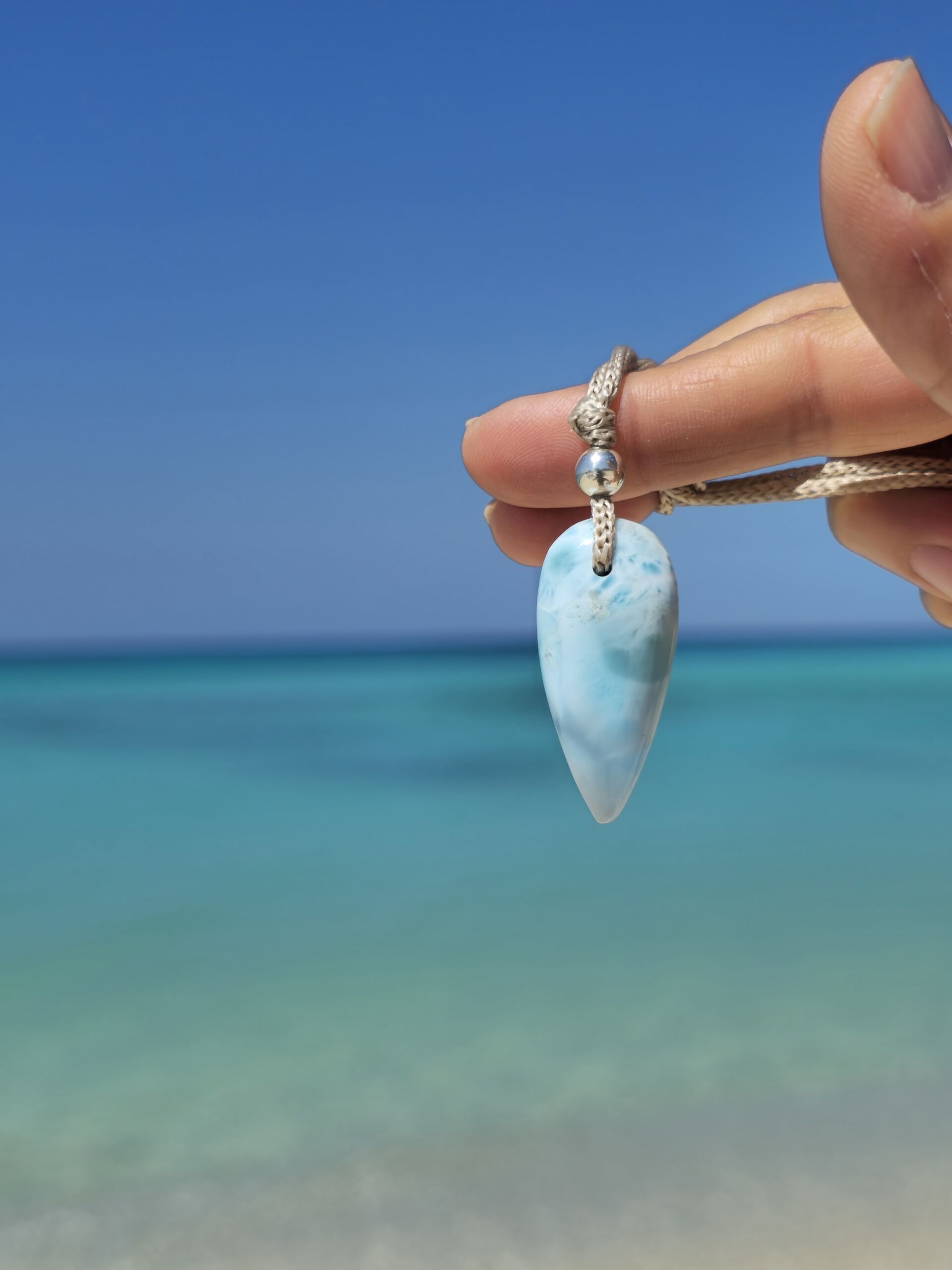 Pendente Larimar 24s_ (2) ** Esempio montatura cordino - immagine 1