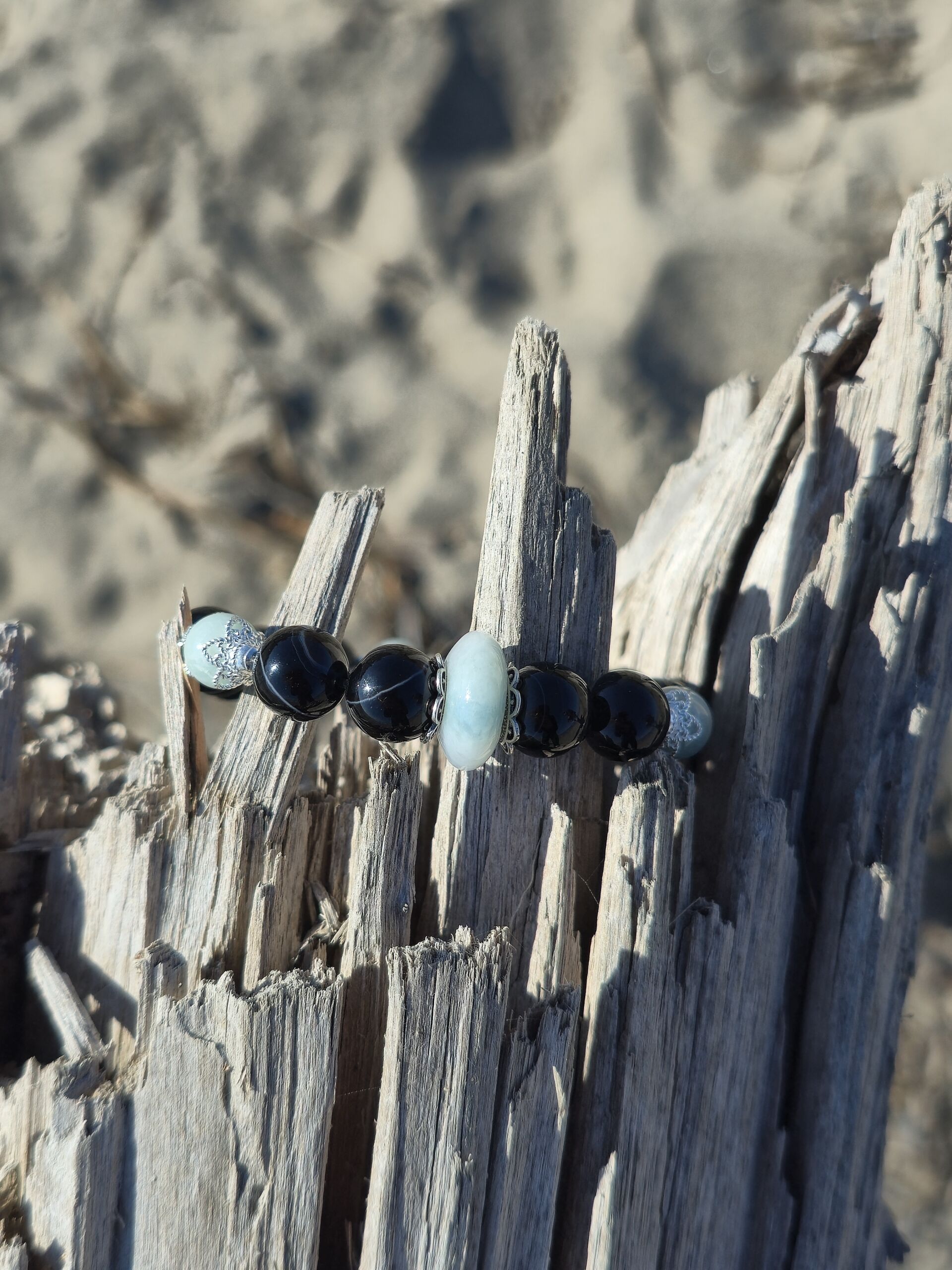 bracciale giada agata Giada Agata nera striata - immagine 1