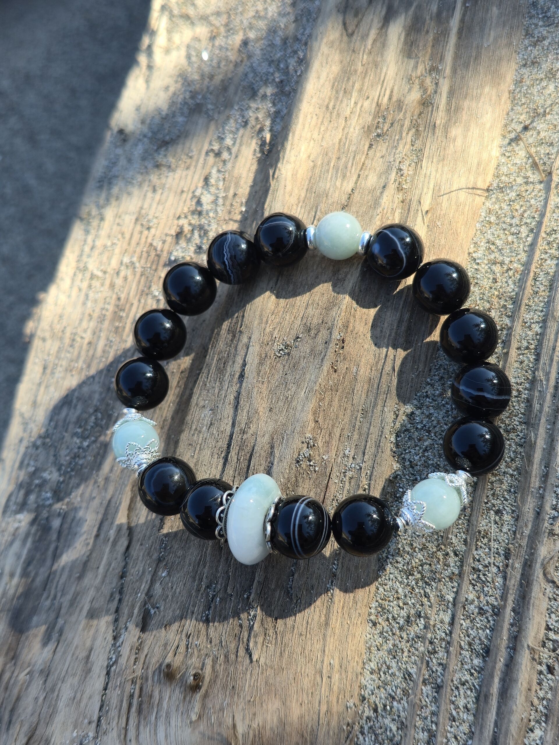 bracciale giada agata striata nera bracciale giada agata striata nera