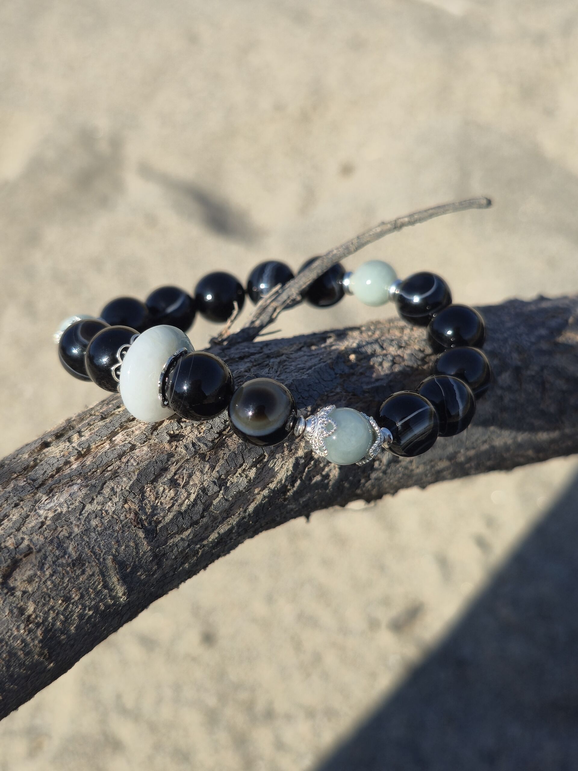 bracciale giada agata striata nera bracciale giada agata striata nera