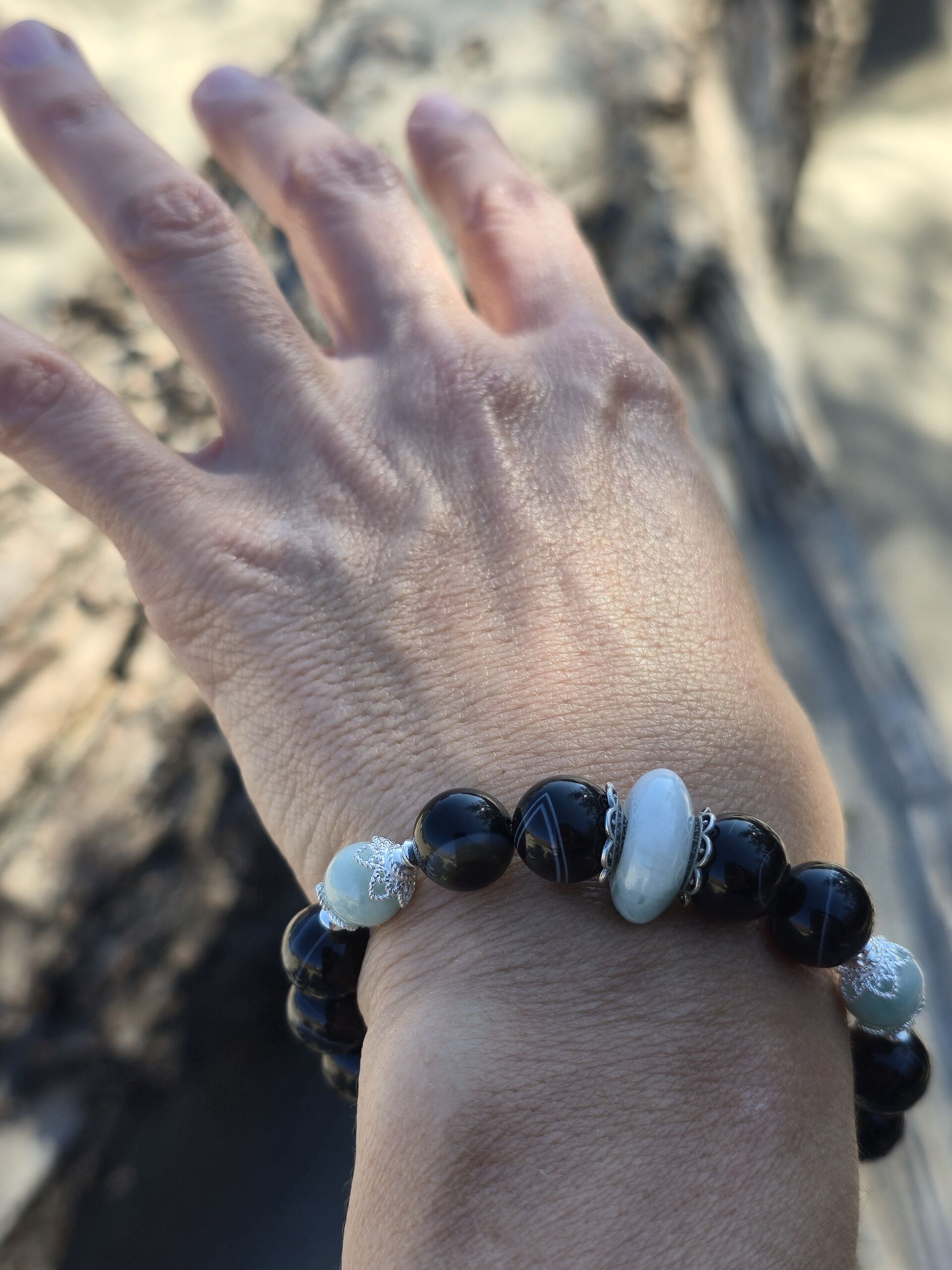 bracciale giada agata striata nera bracciale giada agata striata nera