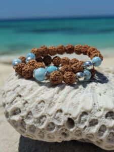 bracciale larimar rudraksha