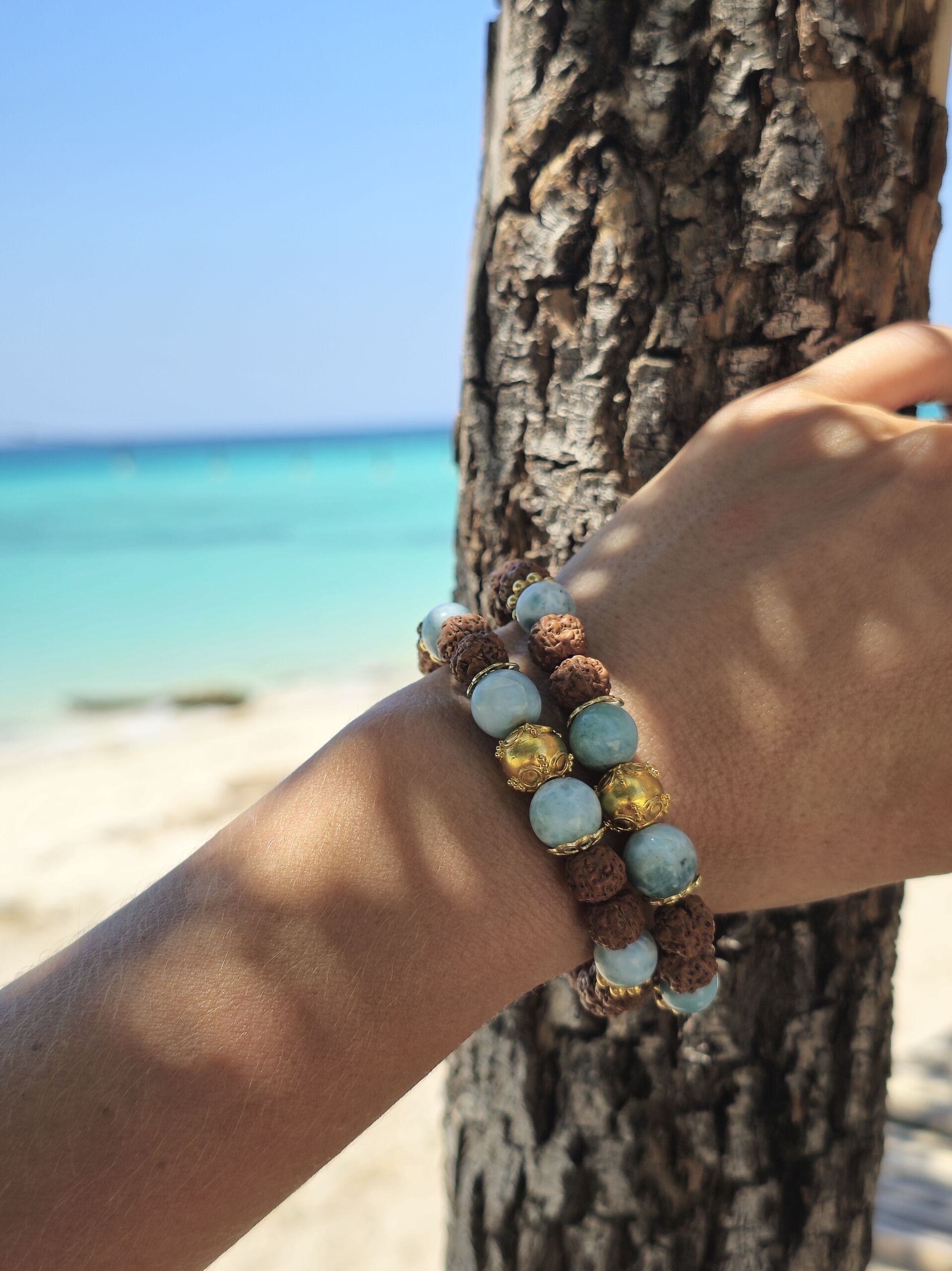 bracciale larimar rudraksha bracciale larimar rudraksha