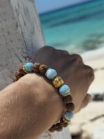 bracciale larimar rudraksha