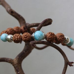 bracciale larimar rudraksha