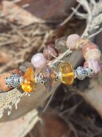 bracciale legno pietrificato ambra