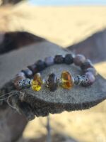 bracciale legno pietrificato ambra