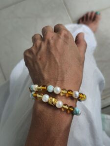 bracciale perla ambra larimar