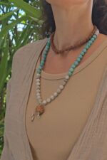 Selenite Agata bianca Amazzonite Rudraksha - immagine 3