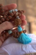 japamala 108 larimar rudraksha argento