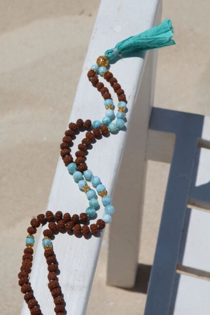 japamala 72 larimar rudraksha oro