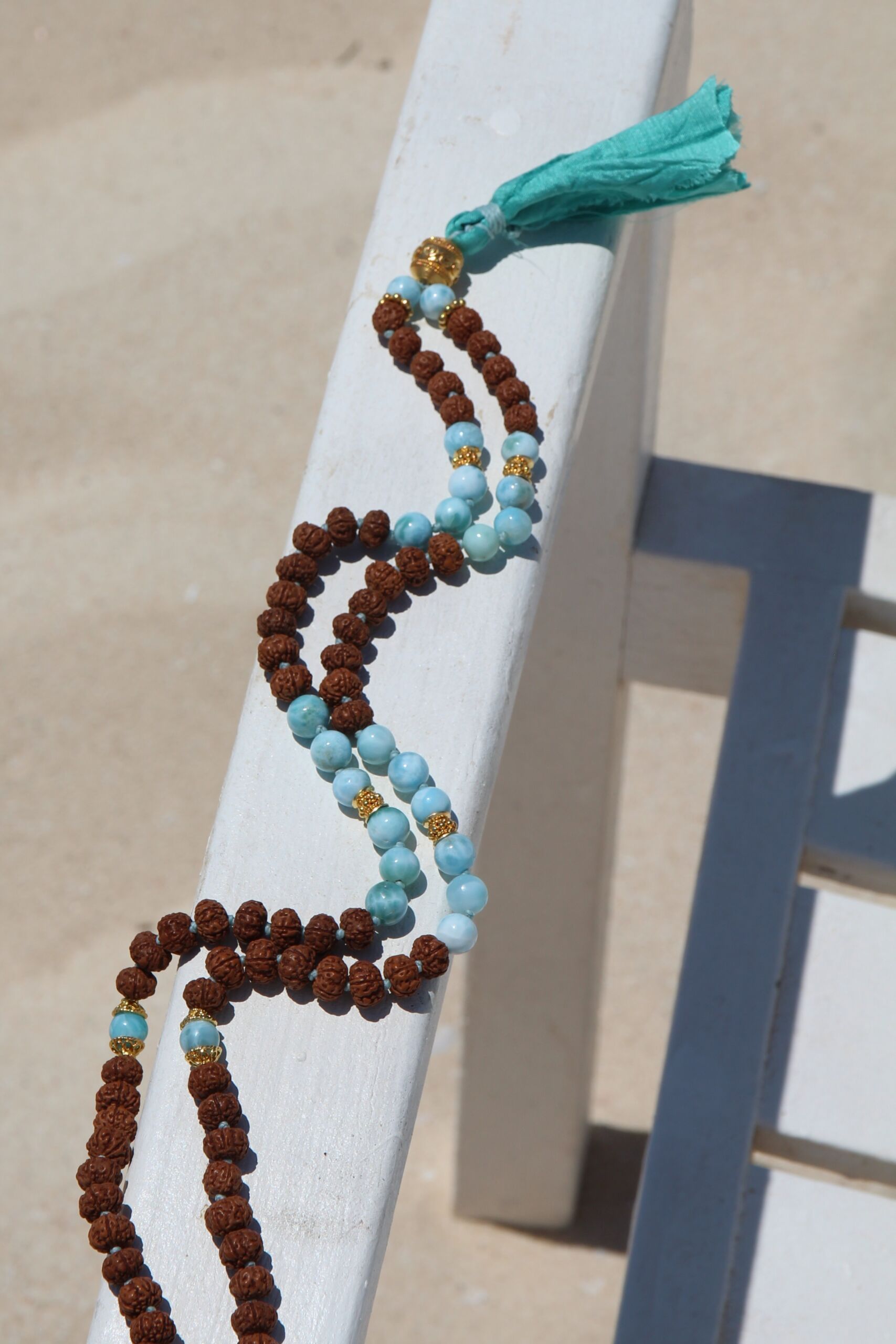 japamala 108 larimar rudraksha oro japamala 72 larimar rudraksha oro