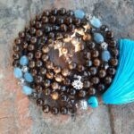 japamala acquamarina bronzite quarzo fumè fiore di loto argento