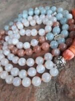 japamala acquamarina labradorite bianca pietra del sole fiore di loto argento