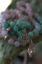 japamala amazzonite quarzo rosa ametista