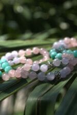 japamala amazzonite quarzo rosa ametista