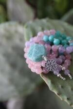 japamala amazzonite quarzo rosa ametista