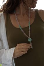 japamala amazzonite quarzo rosa ametista