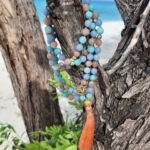 japamala angelite pietra del sole amazzonite fiore di loto oro