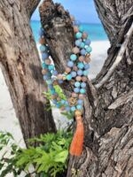 japamala angelite pietra del sole amazzonite fiore di loto oro