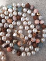 japamala botswana perle acquamarina rudraksha fiore della vita oro