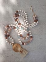 japamala botswana perle acquamarina rudraksha fiore della vita oro