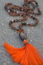 japamala bronzite ambra rudraksha quarzo fumè