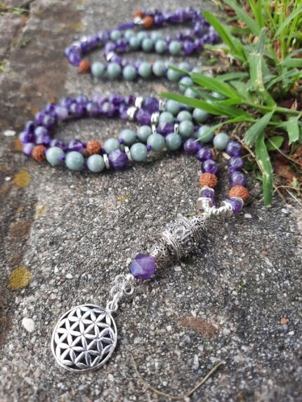 japamala burma ametista fiore della vita argento