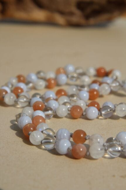 japamala calcedonio pietra del sole labradorite bianca quarzo