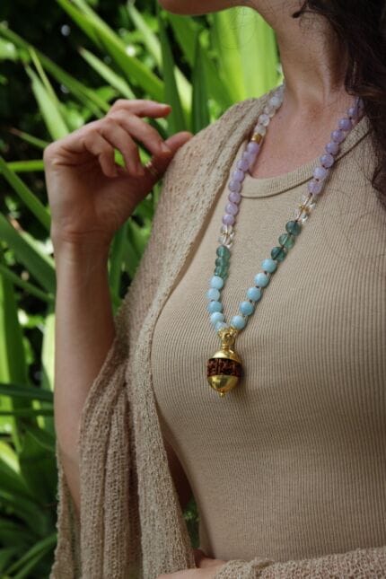 japamala fluorite rudraksha acquamarina quarzo ametista labradorite