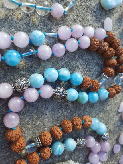 japamala larimar kunzite quarzo rudraksha