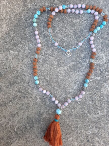 japamala larimar kunzite quarzo rudraksha