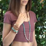 japamala selenite agata bandata bianca amazzonite rudraksha