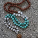 japamala selenite agata bandata bianca amazzonite rudraksha