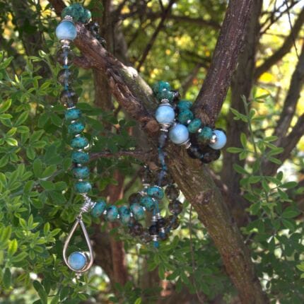 japamala turchese africano larimar quarzo fumè