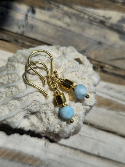 orecchini larimar oro cubi