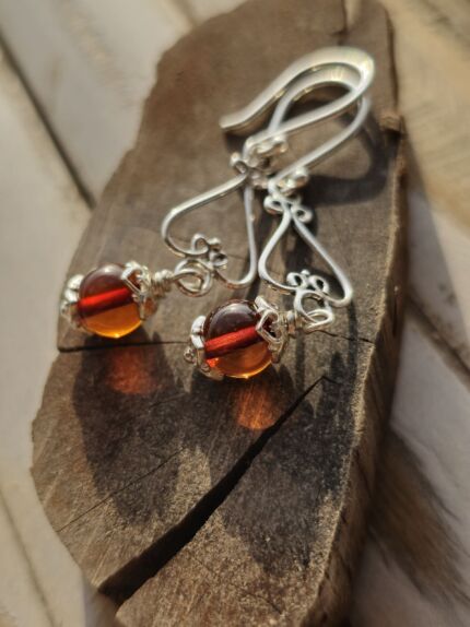 orecchini pendenti ambra