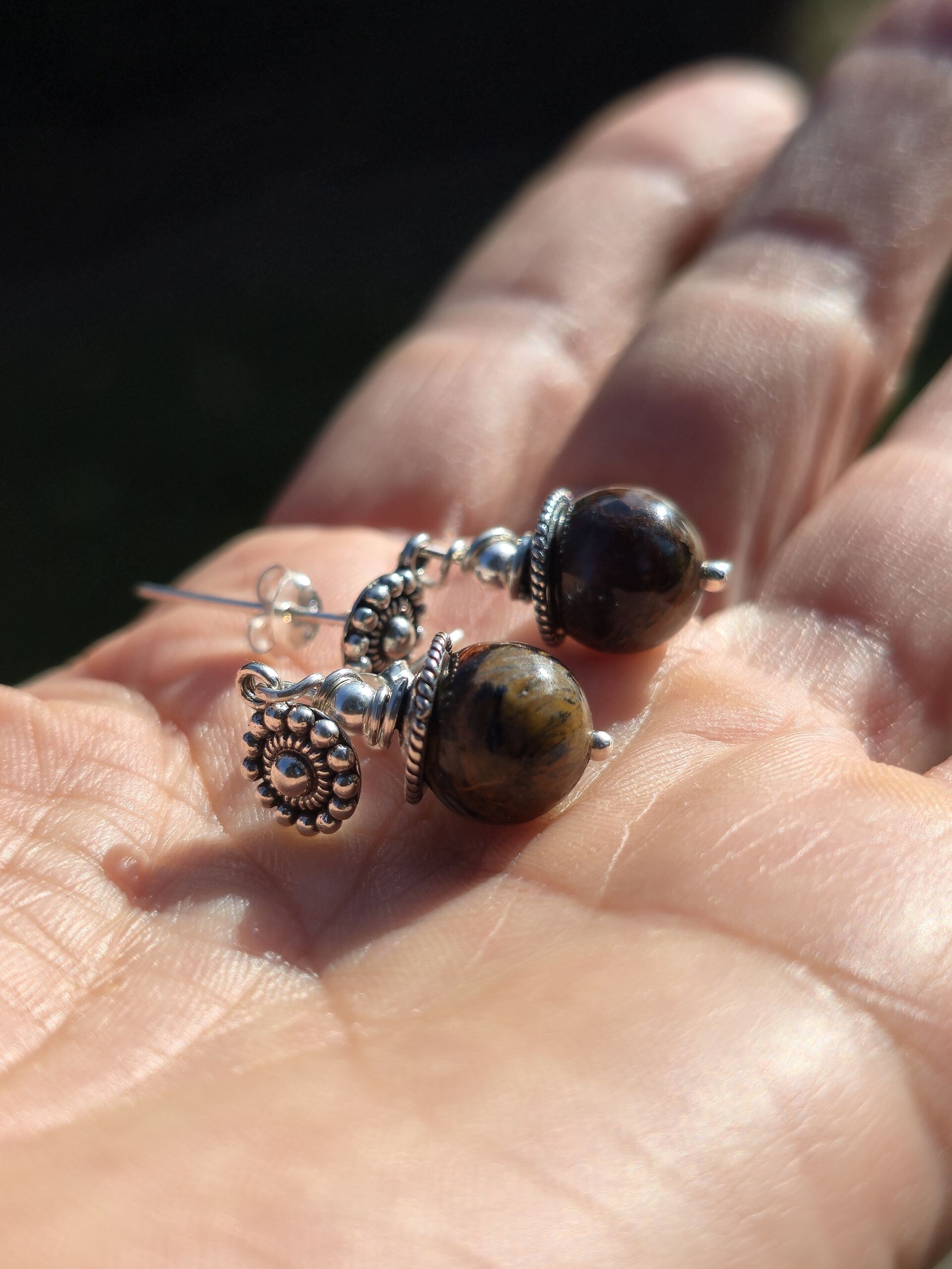 orecchini pietersite fiore orecchini pietersite fiore