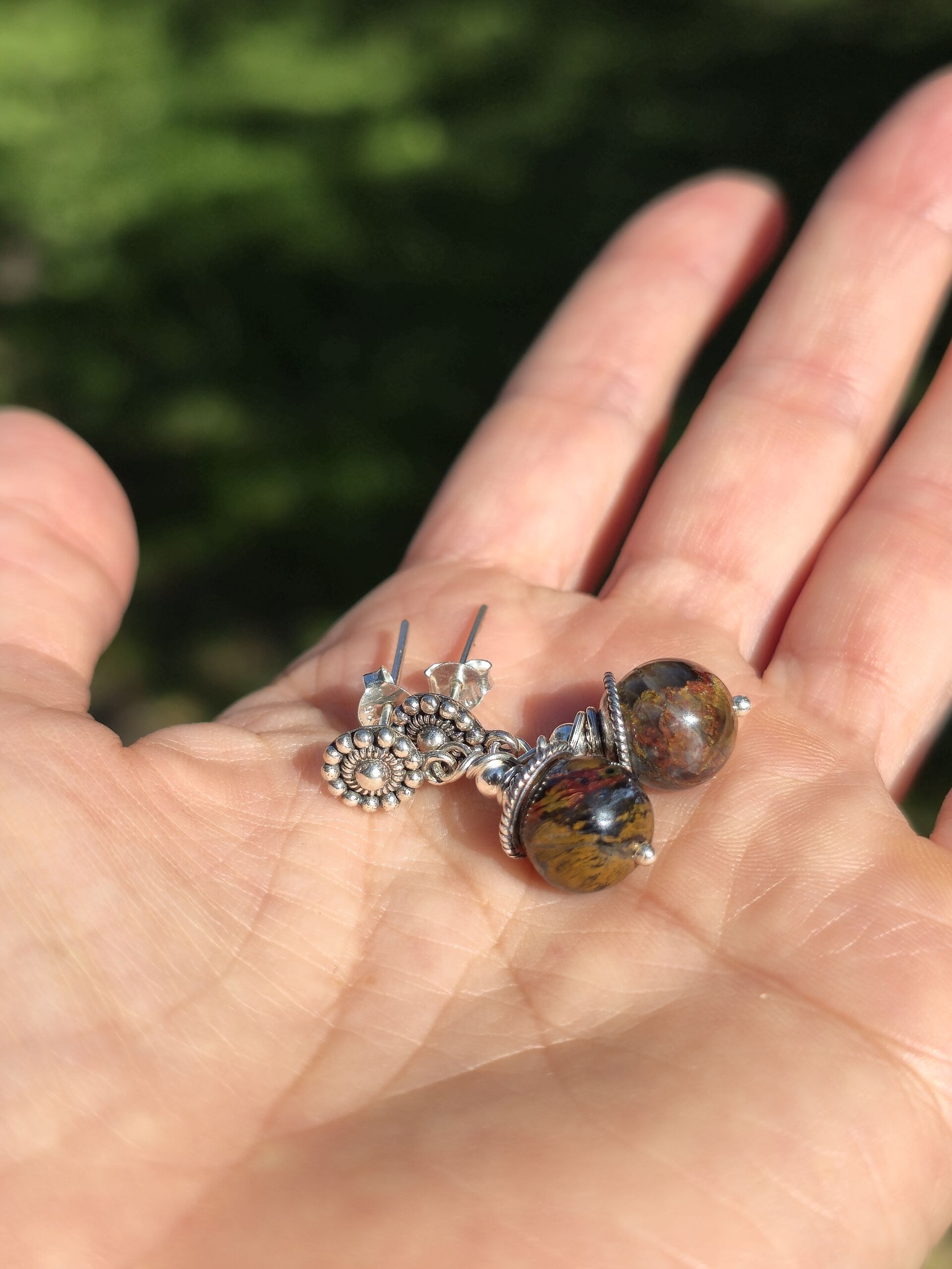 orecchini pietersite fiore orecchini pietersite fiore