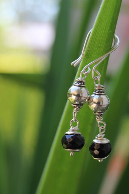 orecchini spinello nero silver